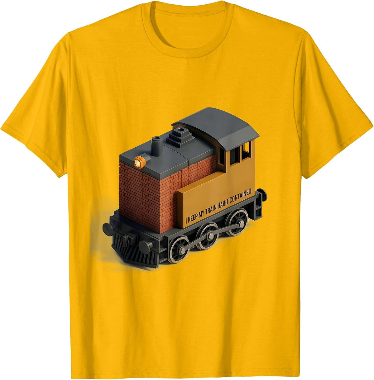 I Keep My Train Habit Contained Funny Train Enthusiast Model T-Shirt - Golden Yellow