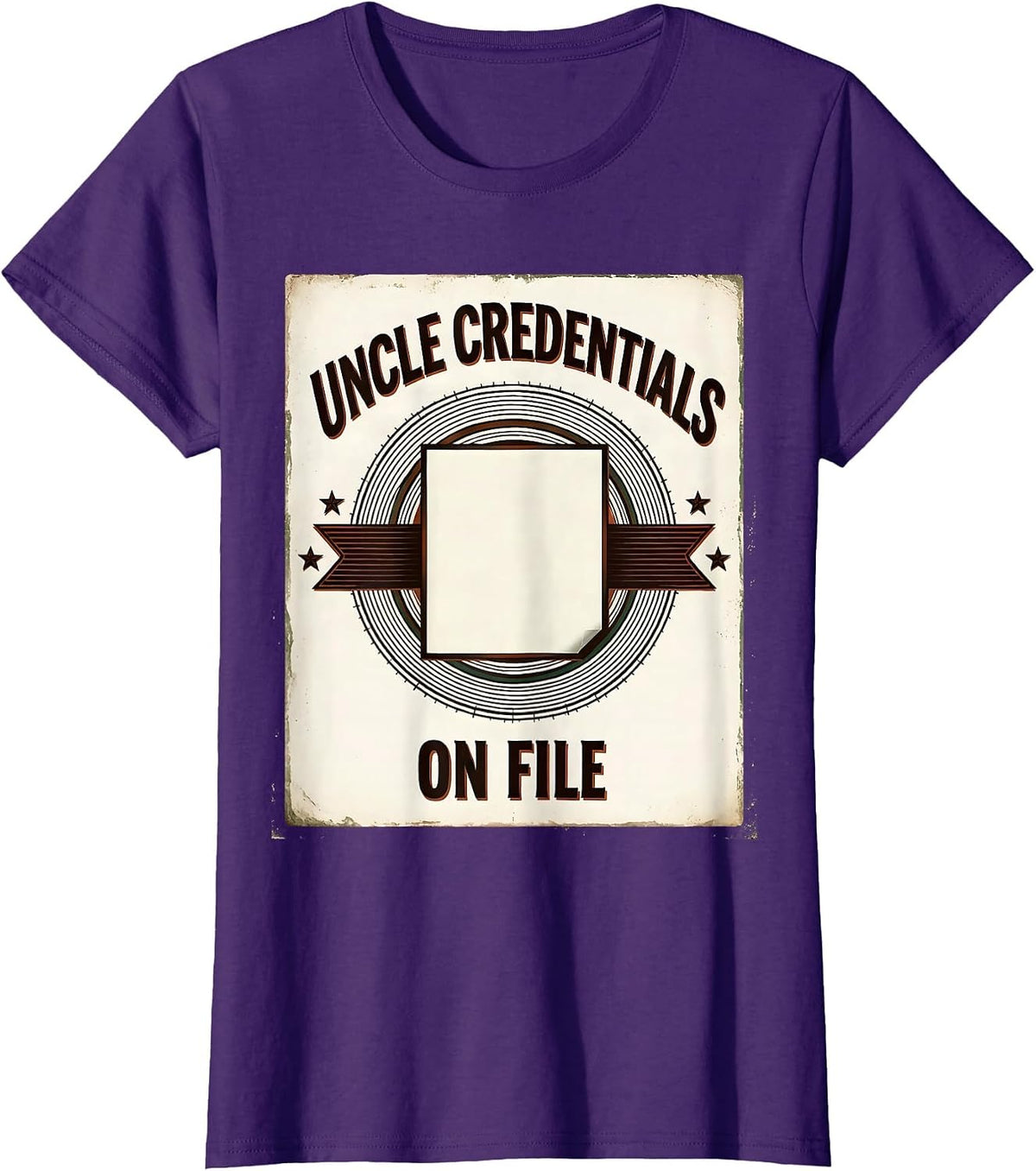 Women's Uncle Credentials On File Vintage Funny Uncle Godfather Gift T-Shirt - Purple