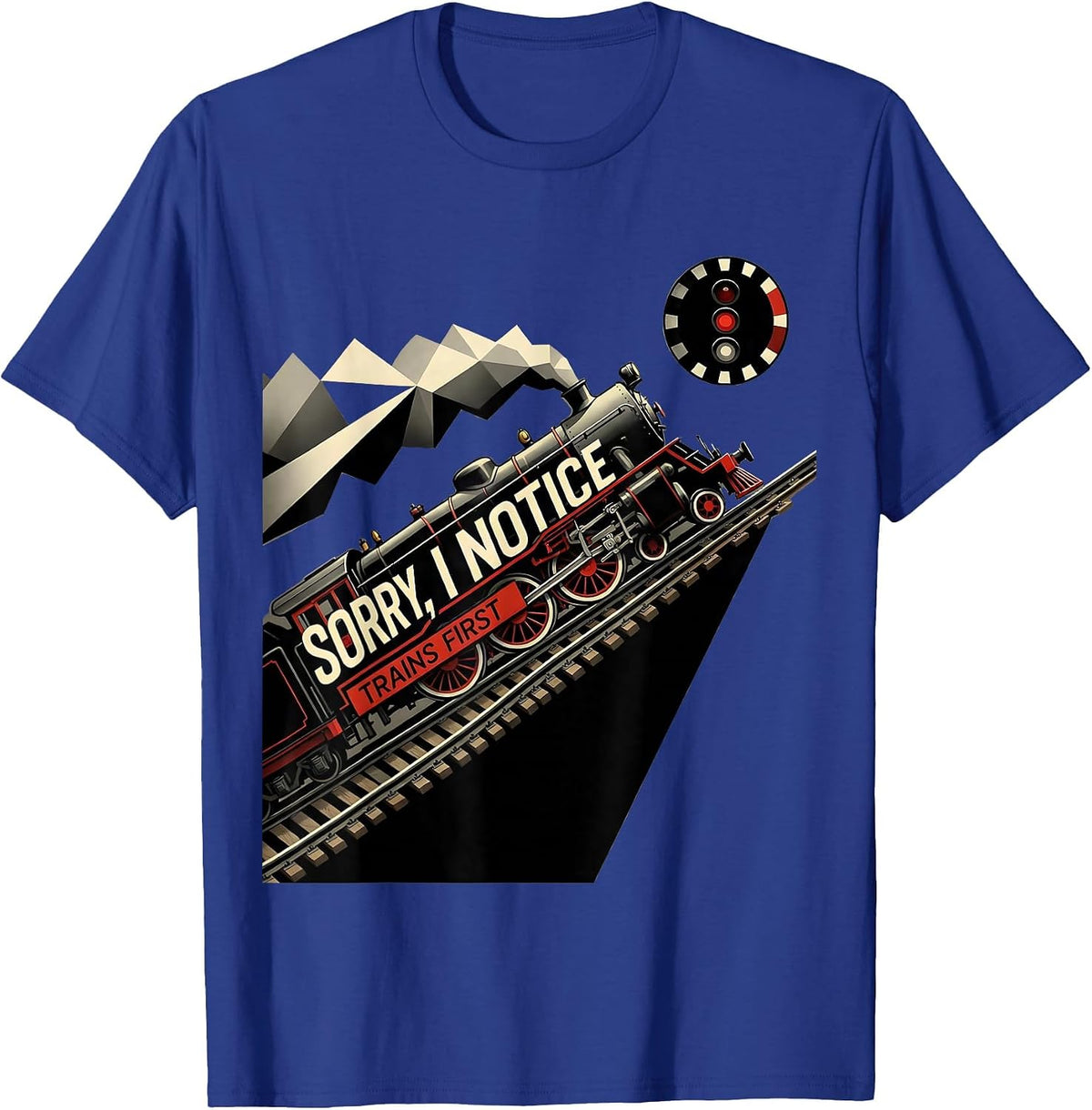 Sorry I Notice Trains First Funny Train Enthusiast Vintage T-Shirt - Royal Blue