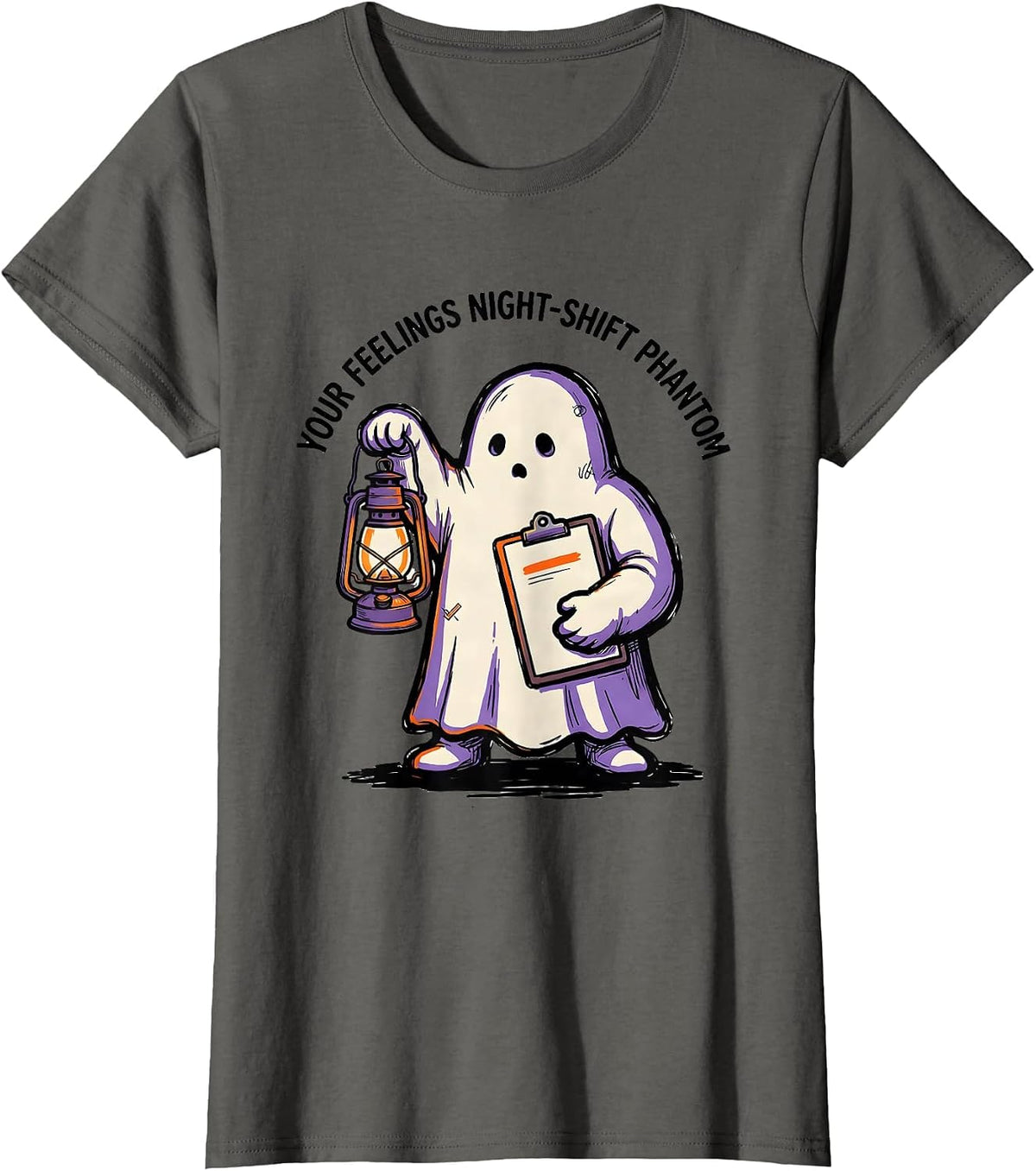 Women's Your Feelings Night-Shift Phantom Funny Mental Health T-Shirt - Asphalt Grey