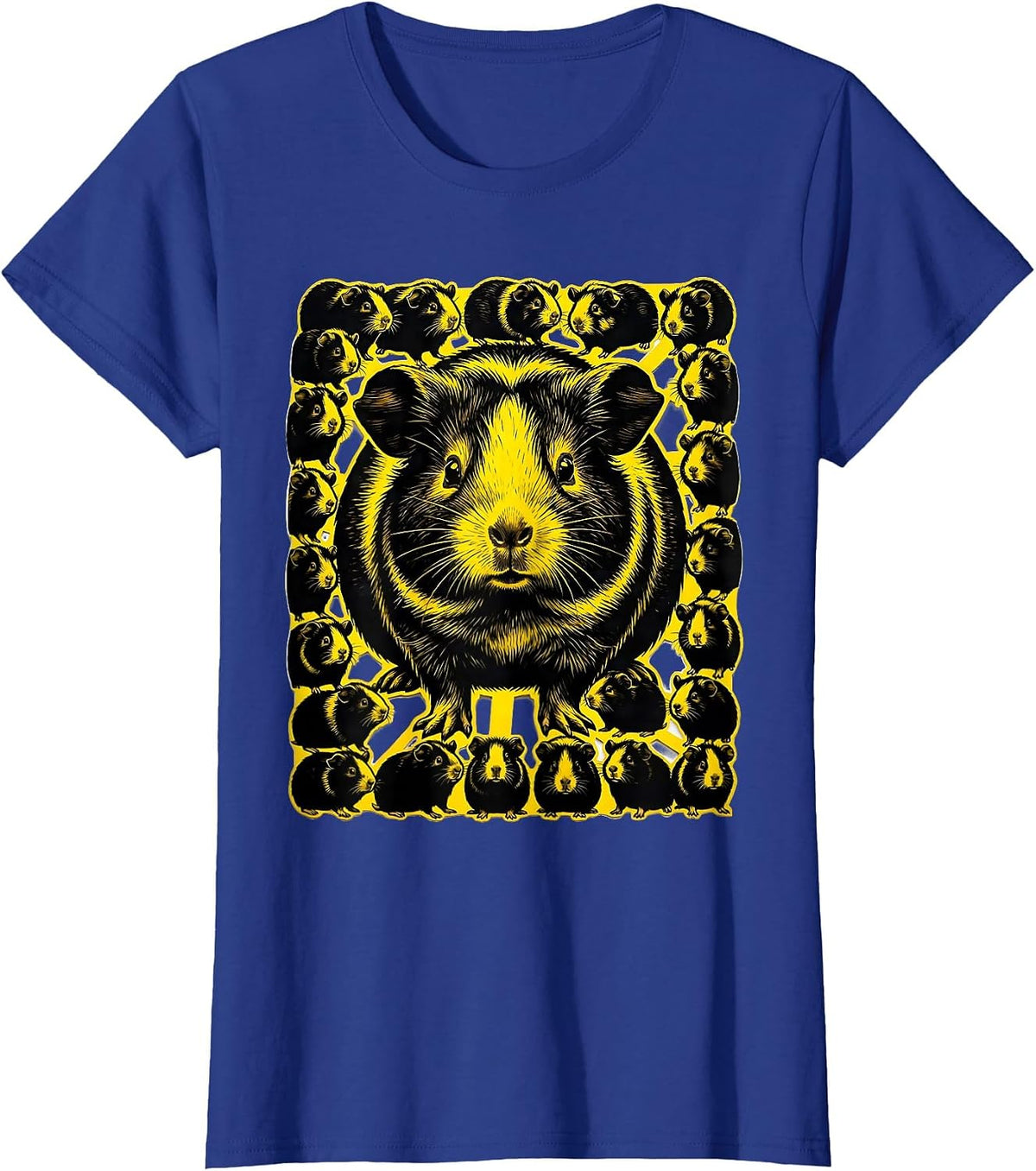 Women's Stencil Guinea Pig Cluster Cute Pet Lover Humor T-Shirt - Royal Blue