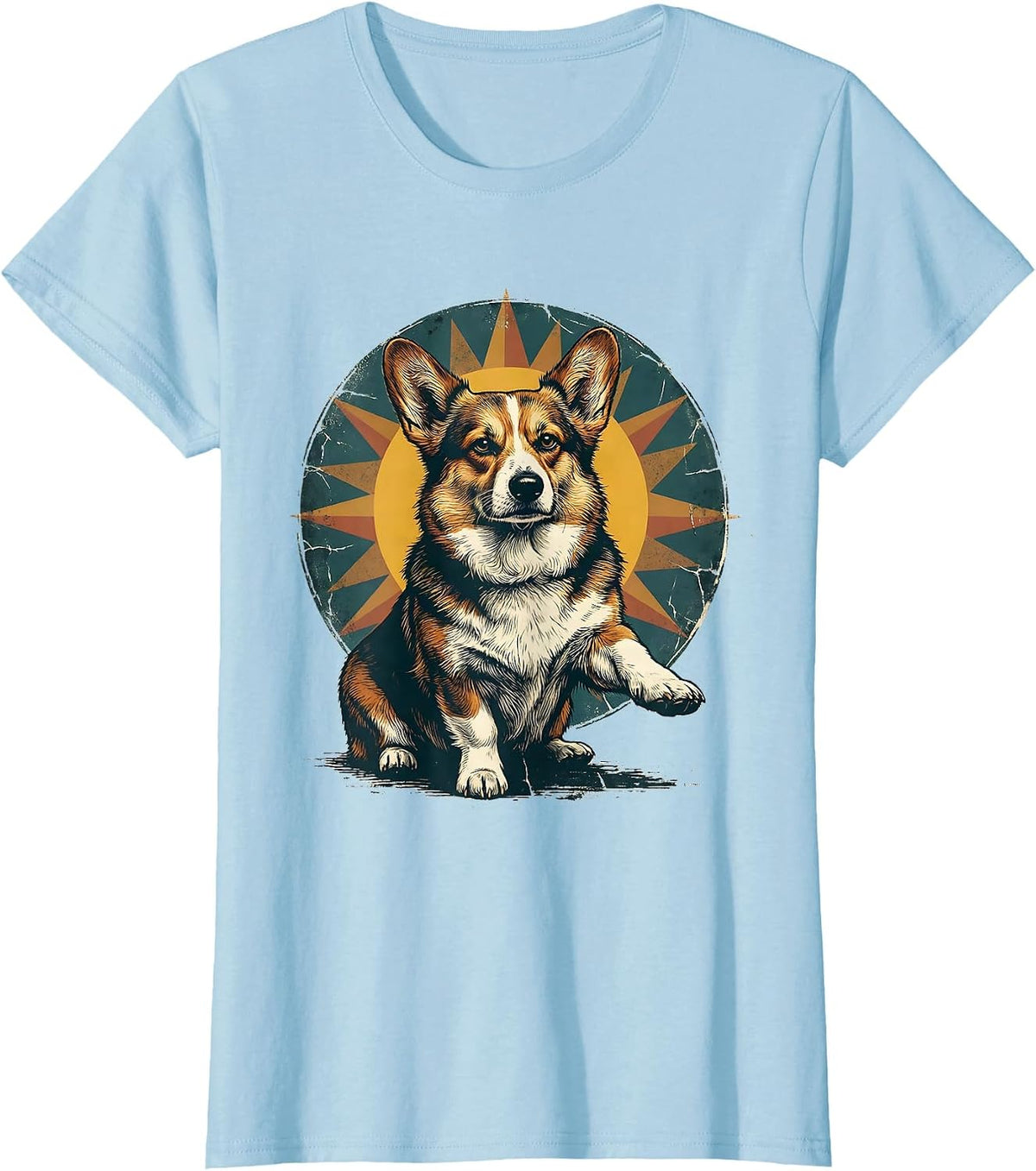 Stern Corgi Distressed Dog Lover Humor T-Shirt - Baby Blue