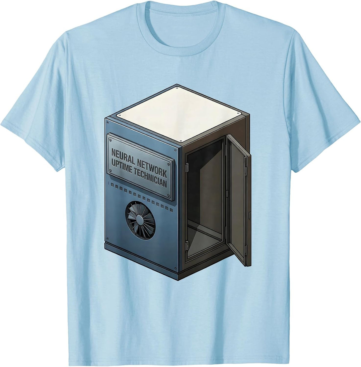 Men's Neural Network Uptime Technician Funny AI Engineer Tech T-Shirt - Baby Blue