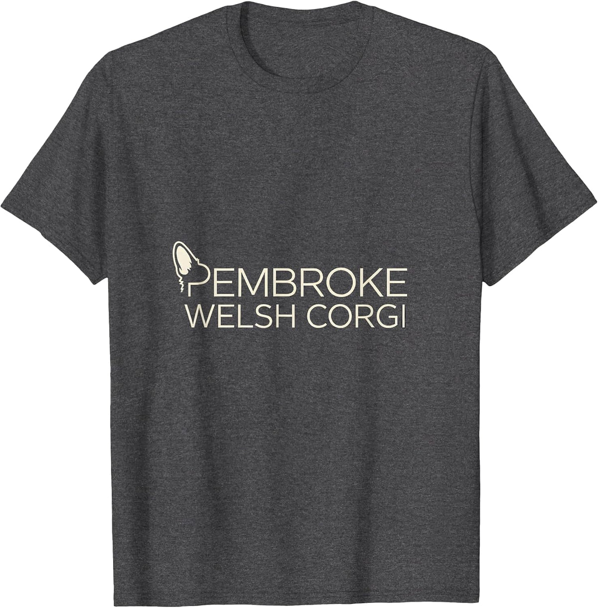 Pembroke Welsh Corgi Minimalist Badge Patch Line Art Icon T-Shirt - Dark Heather Grey
