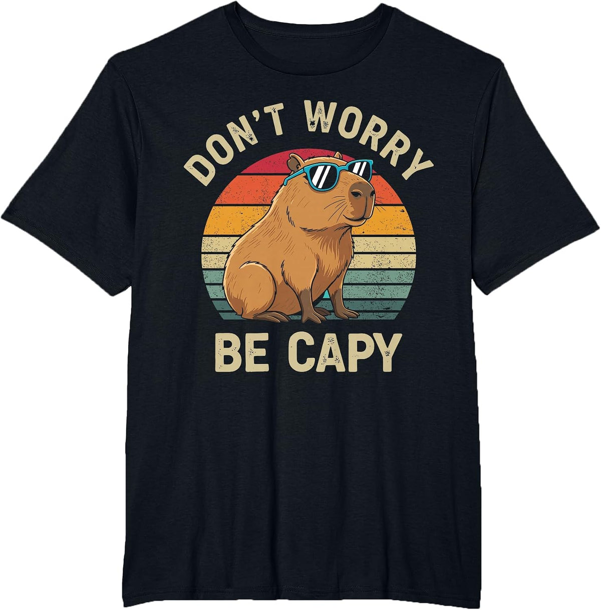 Dont Worry Be Capy Capybara T-Shirt - Black