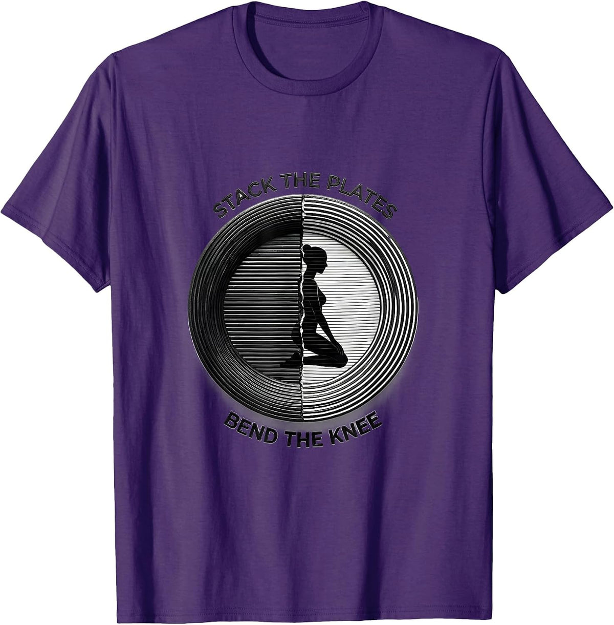 Men's Stack The Plates Bend The Knee Funny Christian Gym T-Shirt - Purple
