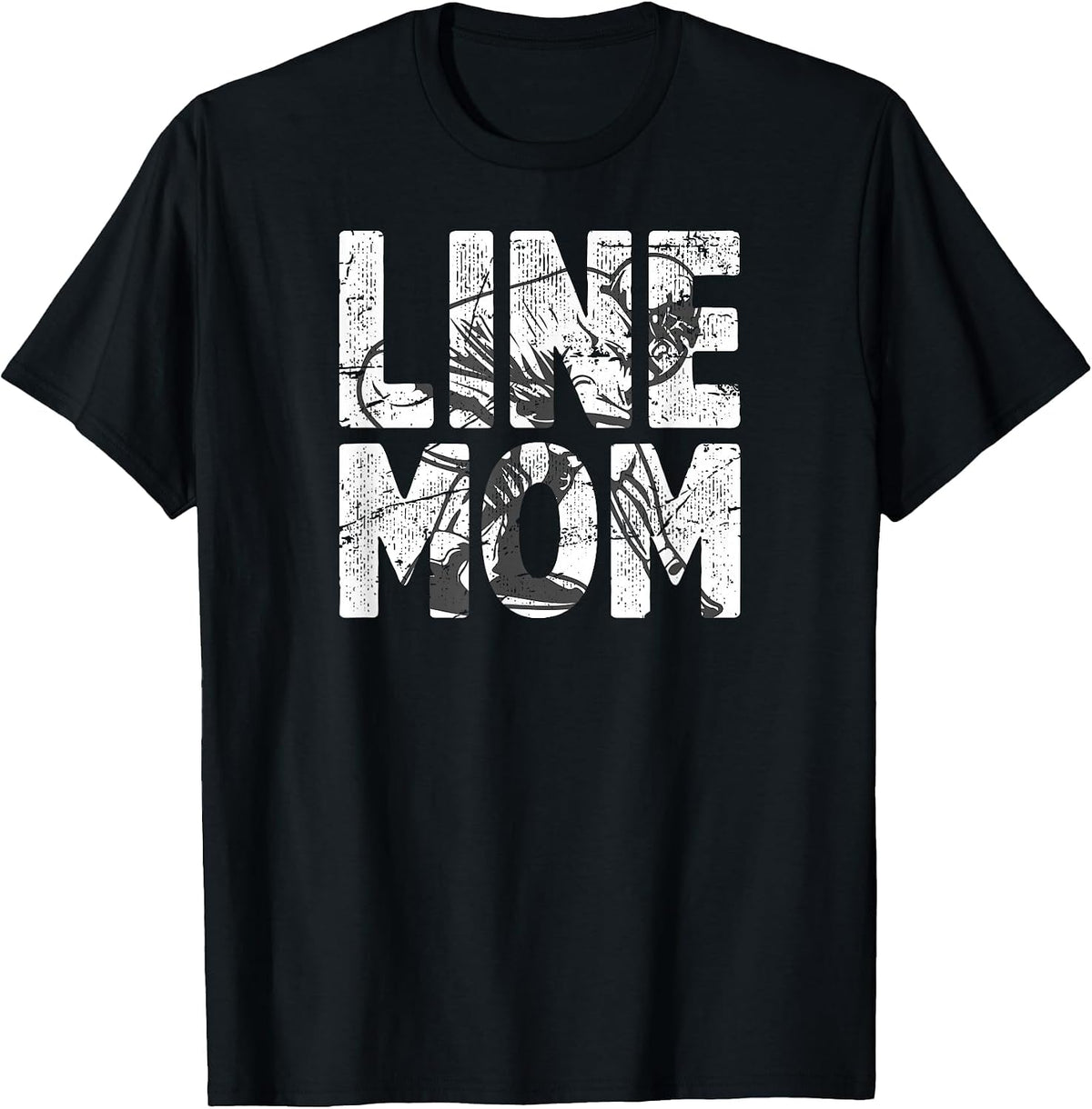 Football Lineman Mom T-Shirt Tee for Proud Mother of A Football Line Player - Black