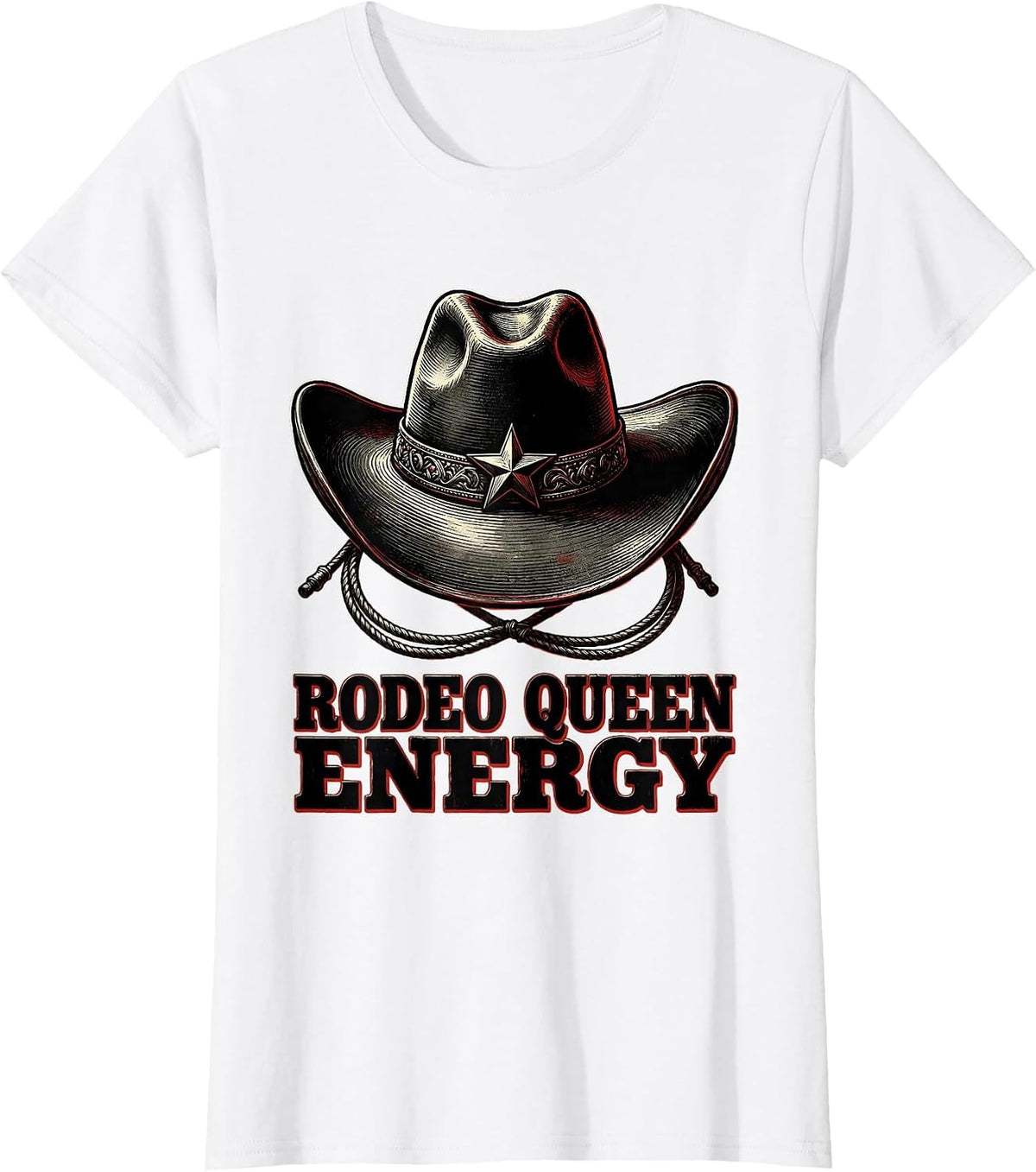 Rodeo Queen Energy Cowgirl Western Design T-Shirt - White