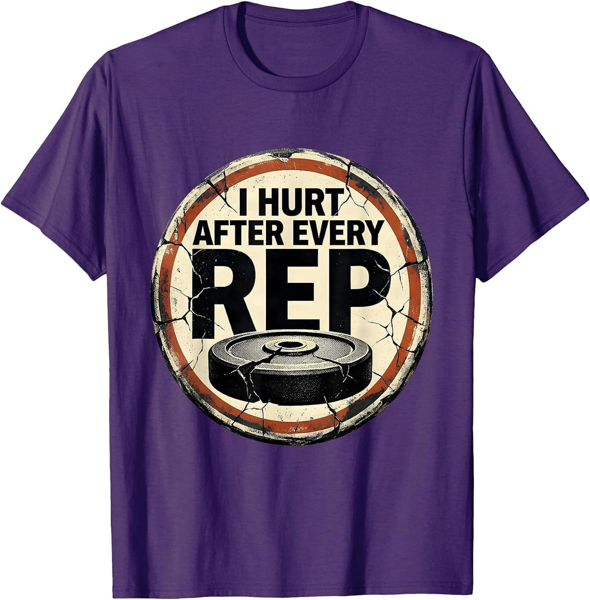 Men's I Hurt After Every Rep Distressed Gym Workout Weightlifter T-Shirt - Purple
