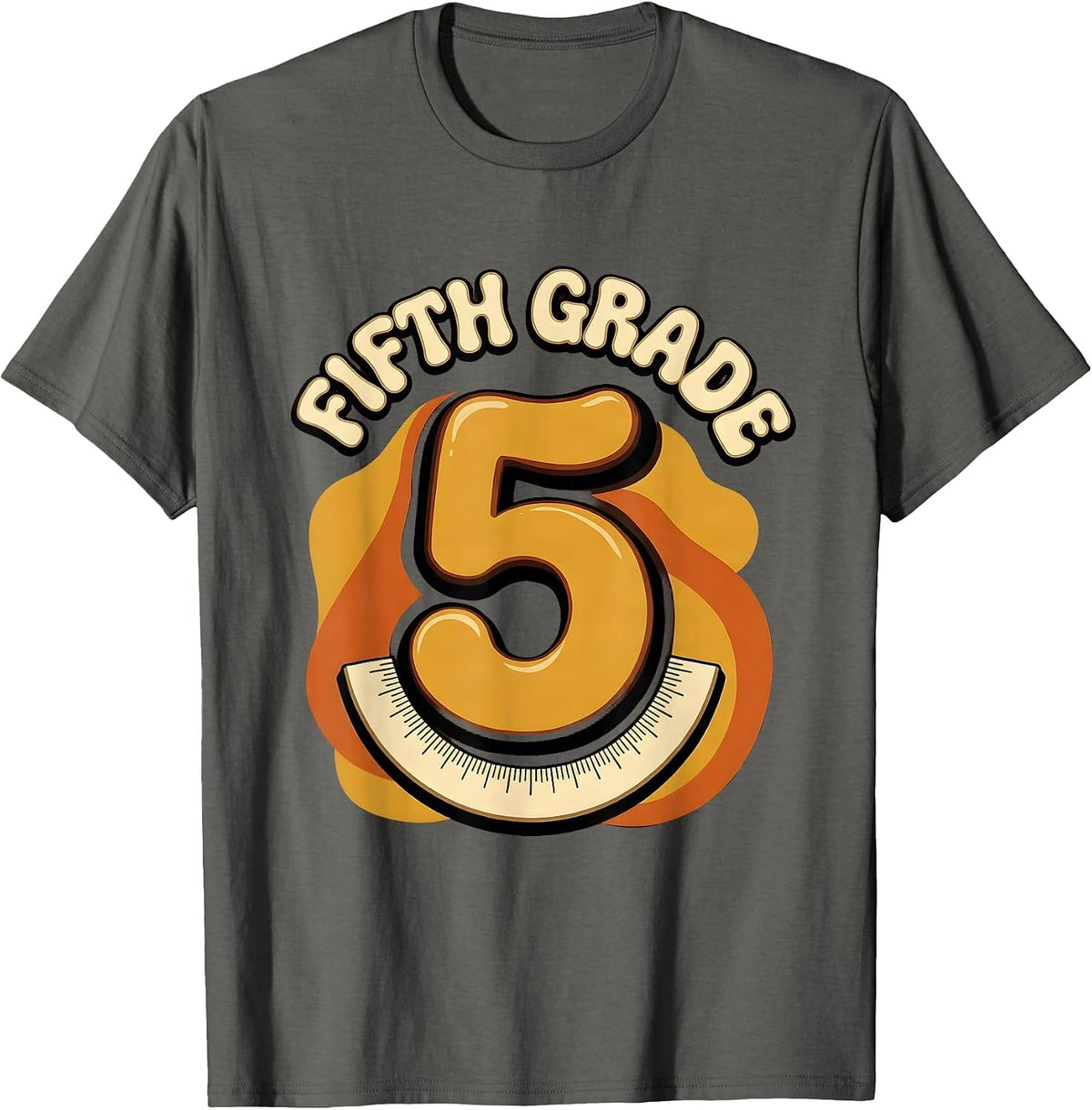 Men's Fifth Grade Retro 70s Back To School Teacher Student T-Shirt - Asphalt Grey