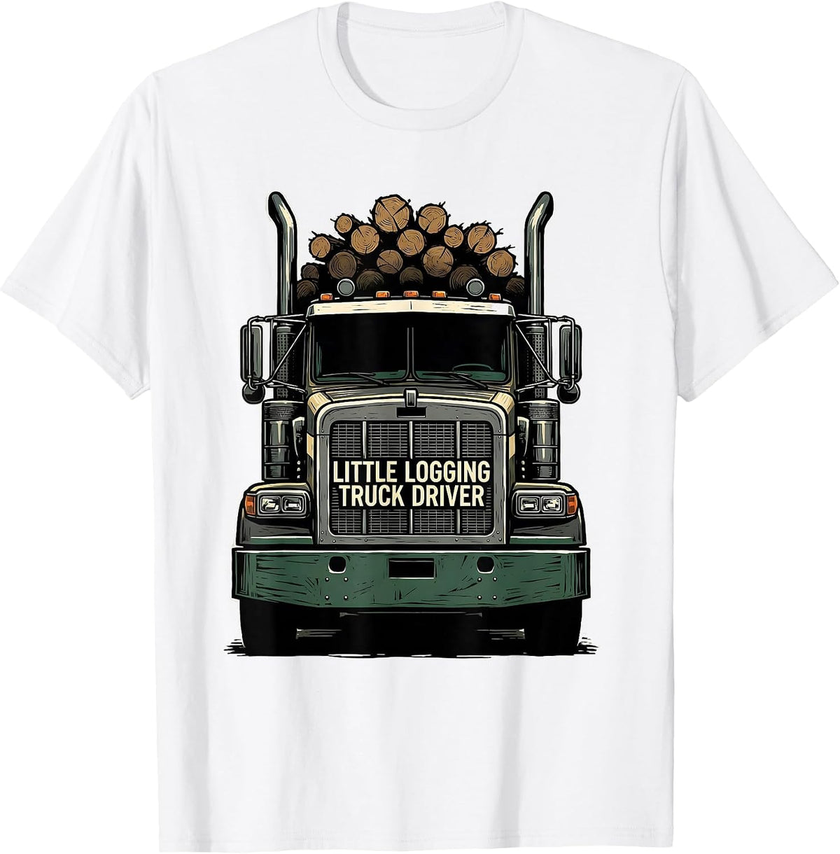 Men's Little Logging Truck Driver Funny Toddler Trucker Dad Humor T-Shirt - White