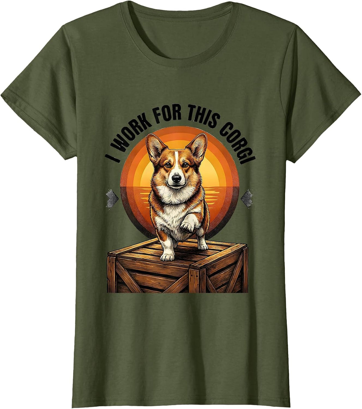 Women's I Work For This Corgi Funny Corgi Dog Owner Gift T-Shirt - Olive Green