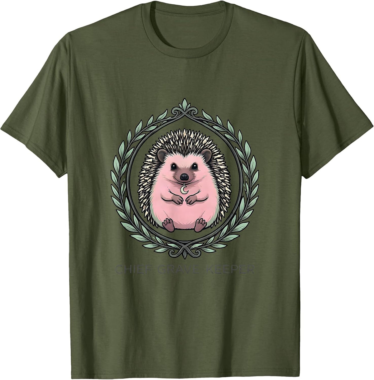 Men's Chief Grave Keeper Pastel Goth Kawaii Alt Fashion T-Shirt - Olive Green