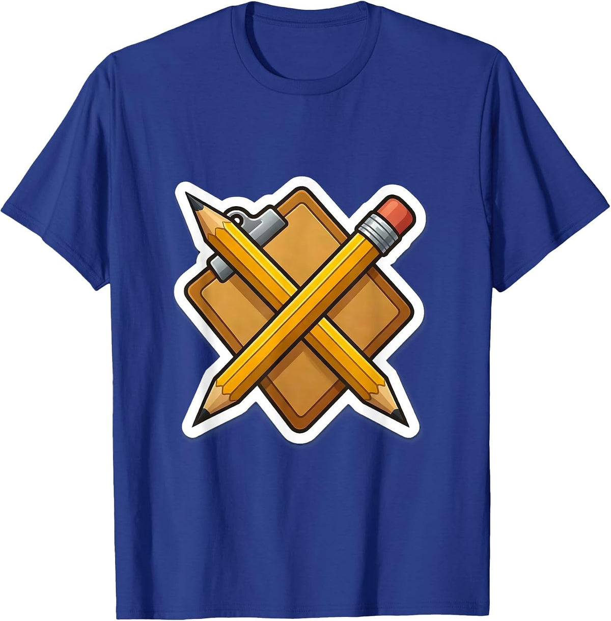 Men's Paraprofessional Pencil and Clipboard Crossed Design T-Shirt - Royal Blue