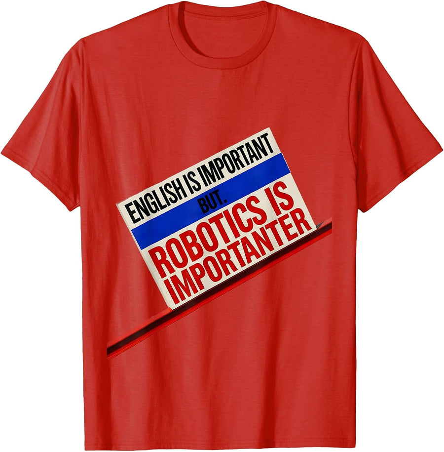 Men's English Is Important But Robotics Is Importanter Funny T-Shirt - Red
