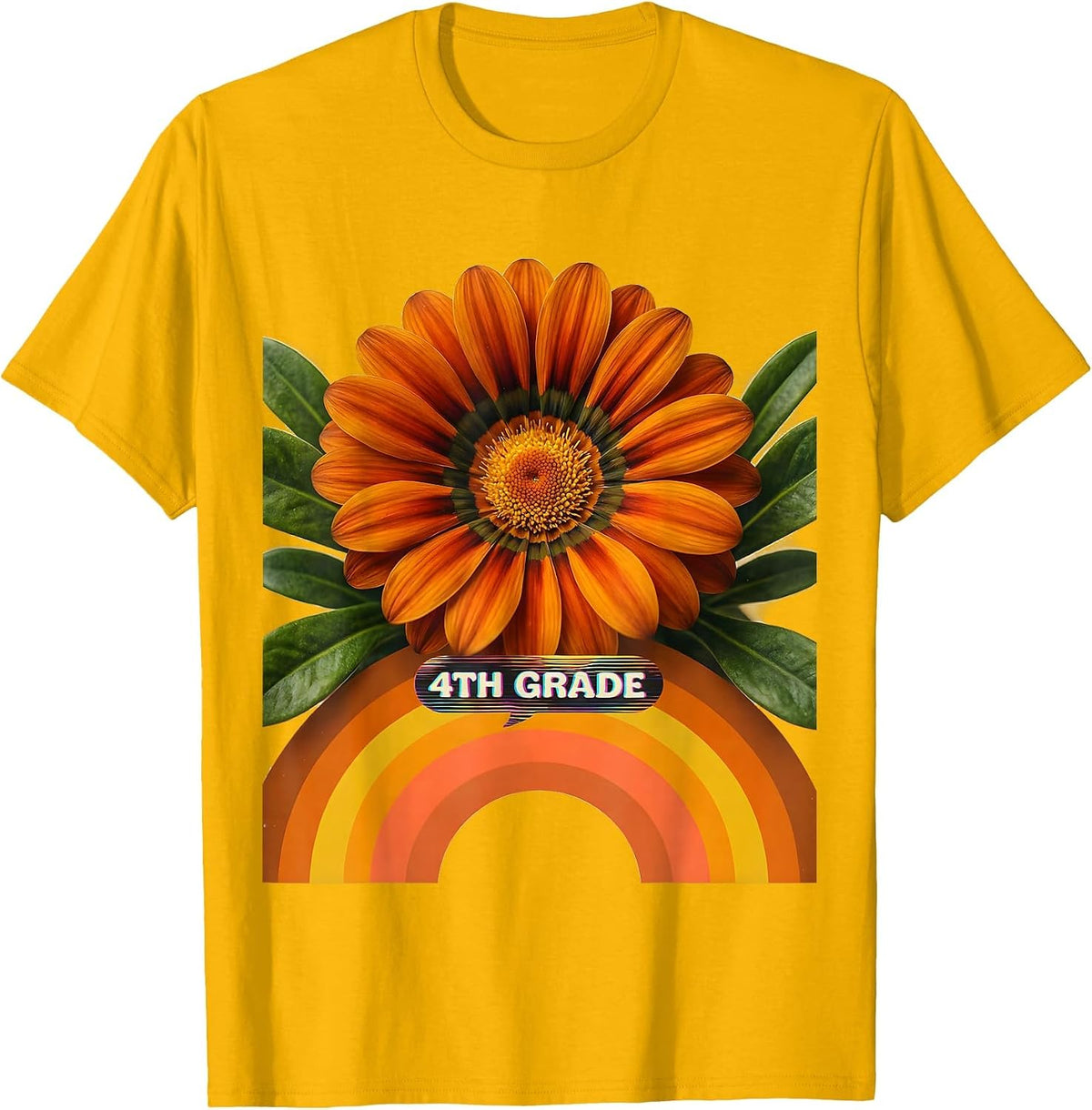 4th Grade Retro Wildflower Back To School Teacher Student T-Shirt - Golden Yellow