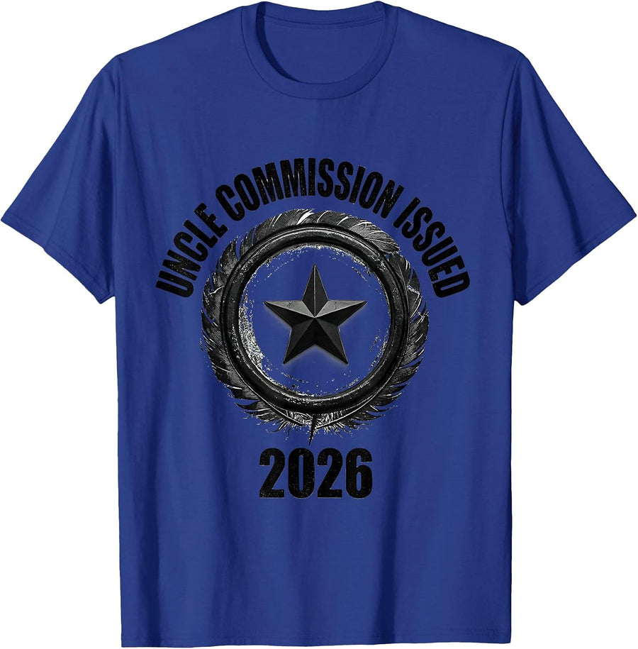 Uncle Commission Issued, 2026 Funny Uncle Gift Godfather T-Shirt - Royal Blue