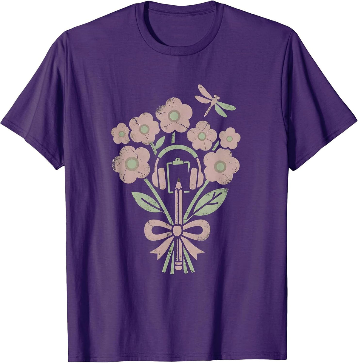 Men's Paraprofessional Headset Desk Illustration Gift T-Shirt - Purple
