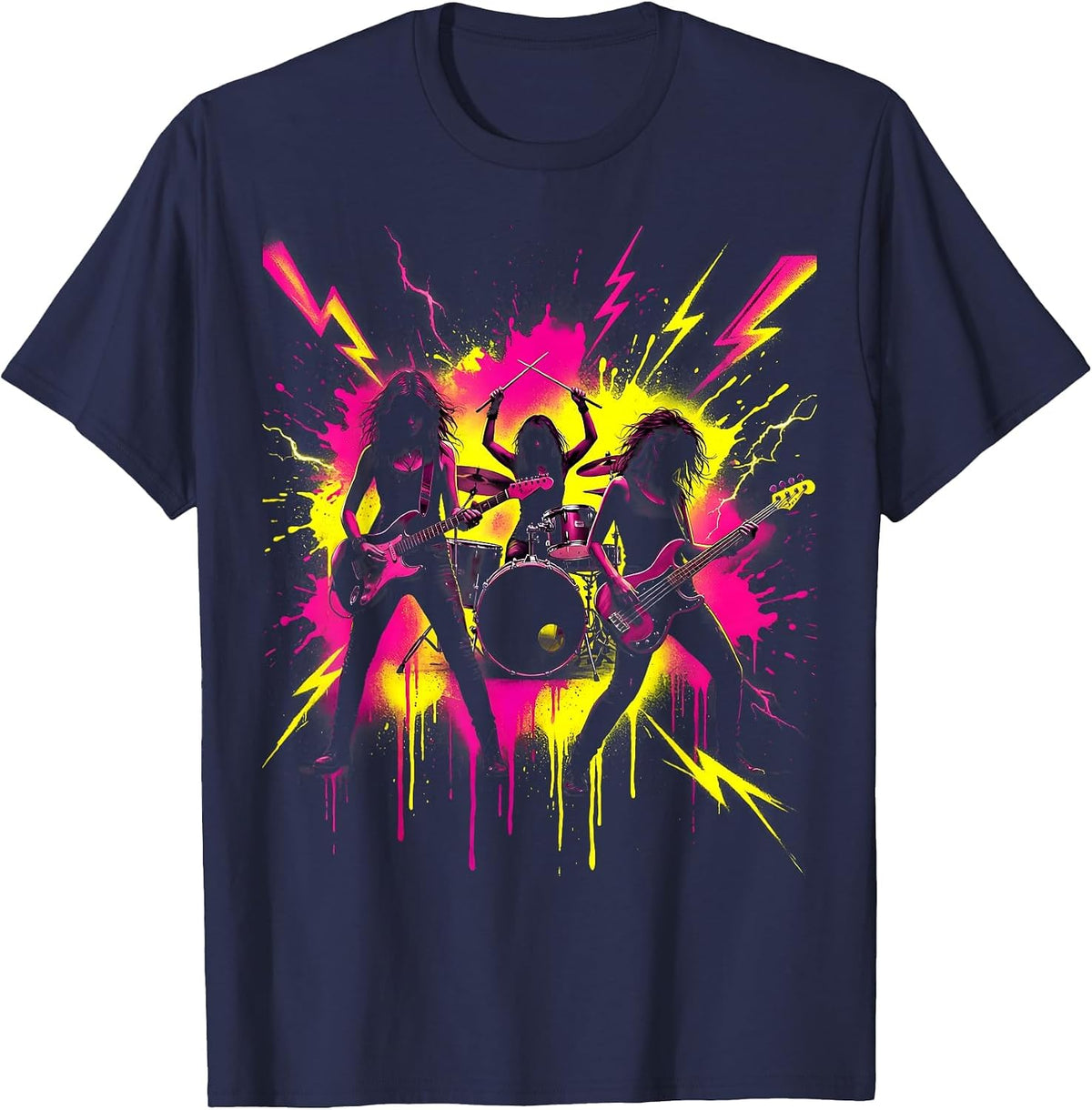 Band of Women Garage Rehearsal Illustration T-Shirt - Navy Blue