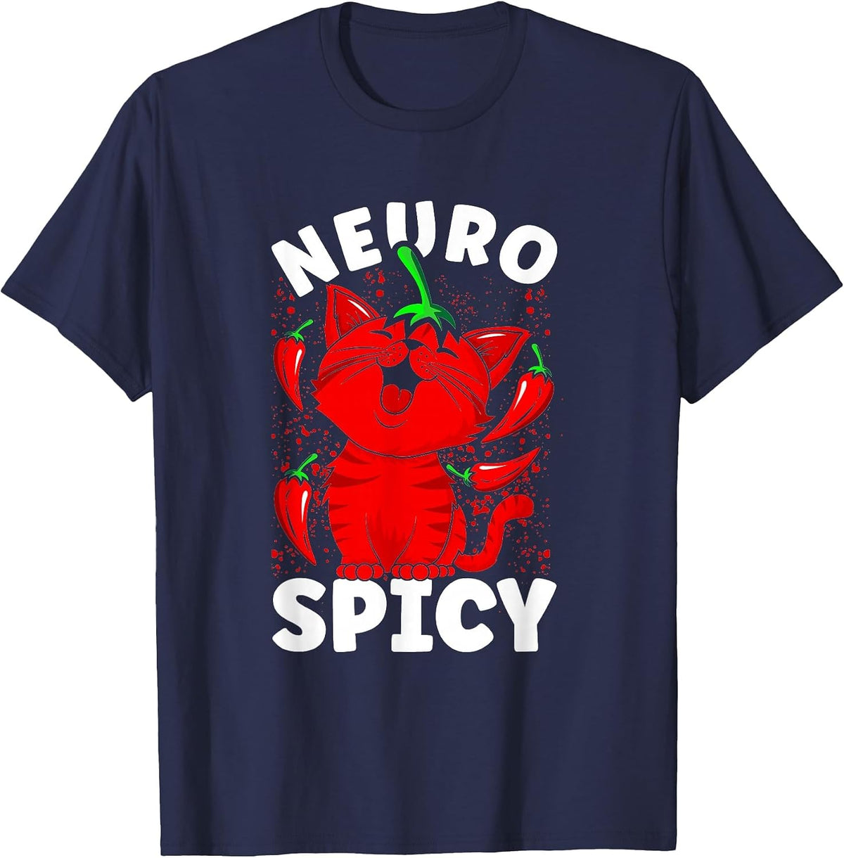 Neurospicy Funny Neurodivergent ADHD ASD Autism Cat Lover T-Shirt - Navy Blue