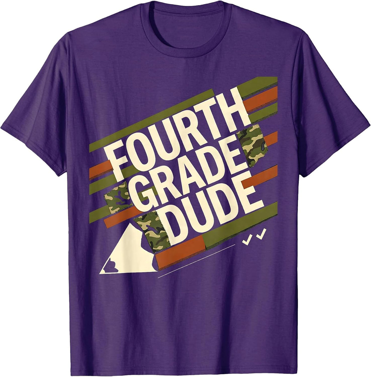 Fourth Grade Dude Camo Back To School Boys Teacher T-Shirt - Purple