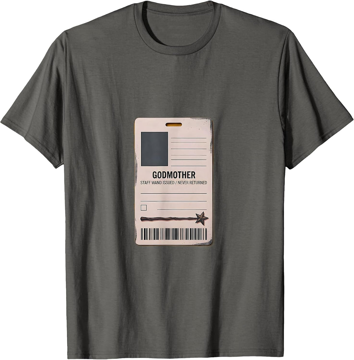 Men's Godmother: Staff Wand Issued, Never Returned Whimsical T-Shirt - Asphalt Grey
