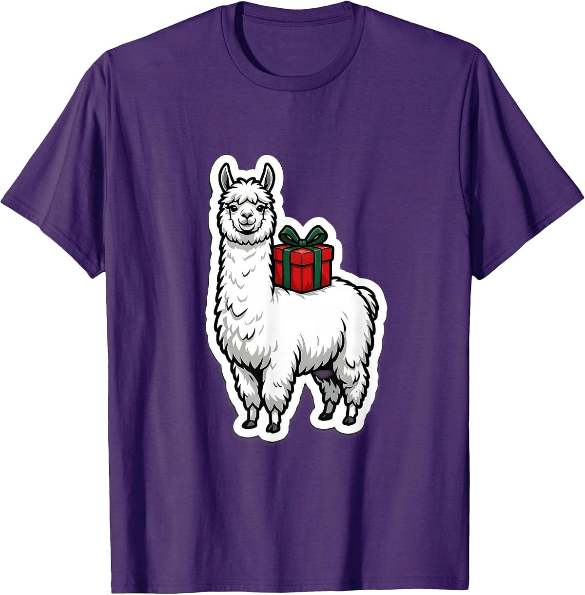 Men's Cheerful Shaggy Llama Funny Christmas Animal Lover Gift T-Shirt - Purple