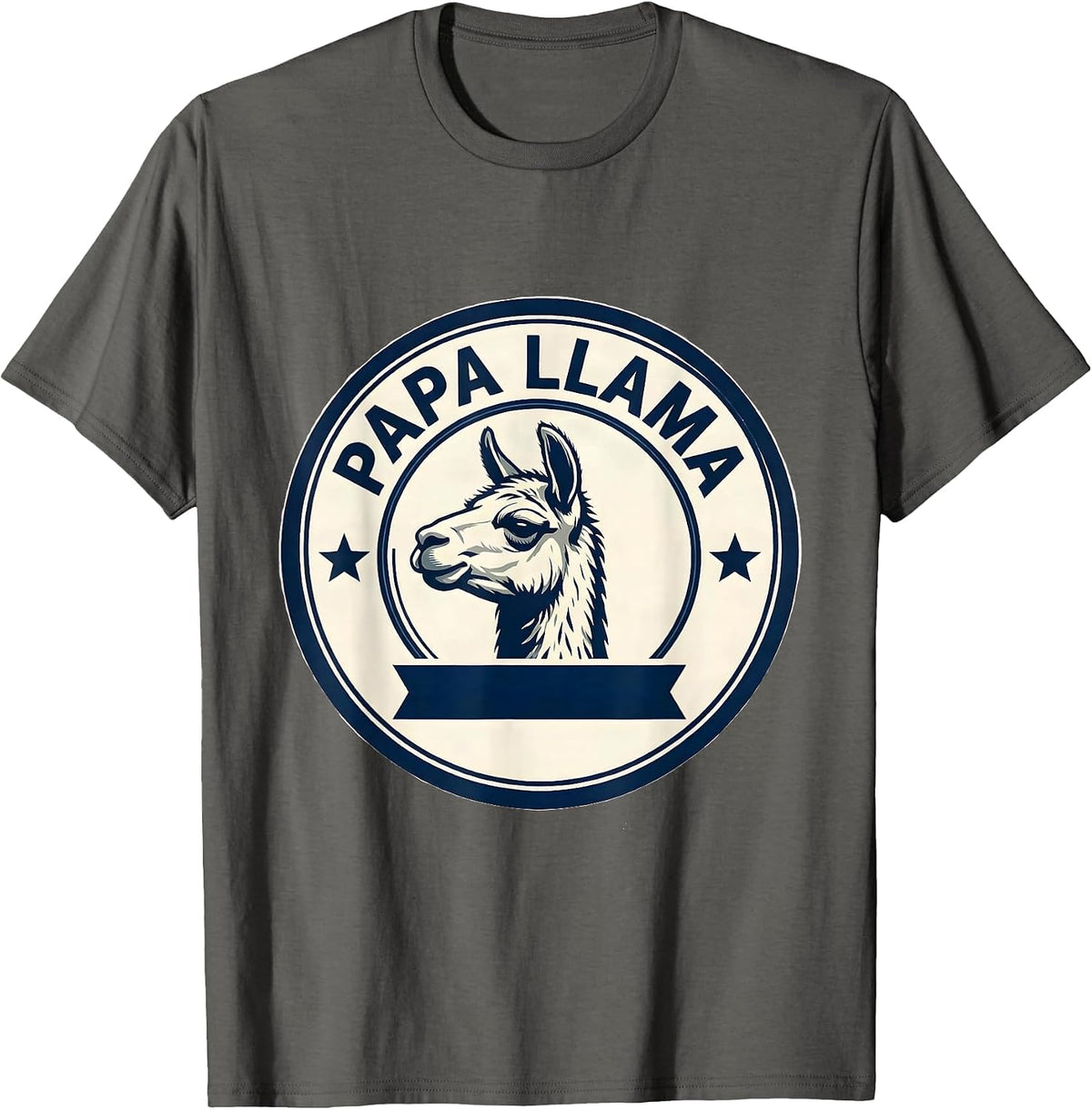 Papa Llama Funny Llama Alpaca Novelty Humor Casual T-Shirt - Asphalt Grey