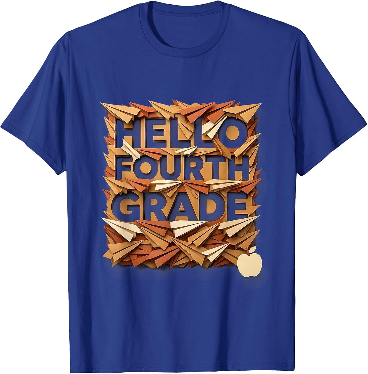 Hello Fourth Grade Leopard Teacher Back To School T-Shirt - Royal Blue
