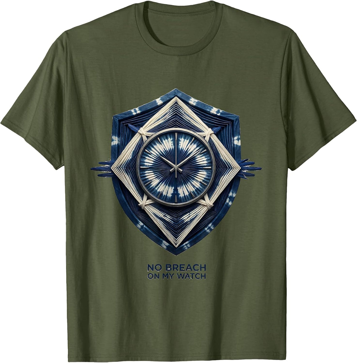 Men's No Breach On My Watch Cybersecurity Design T-Shirt - Olive Green