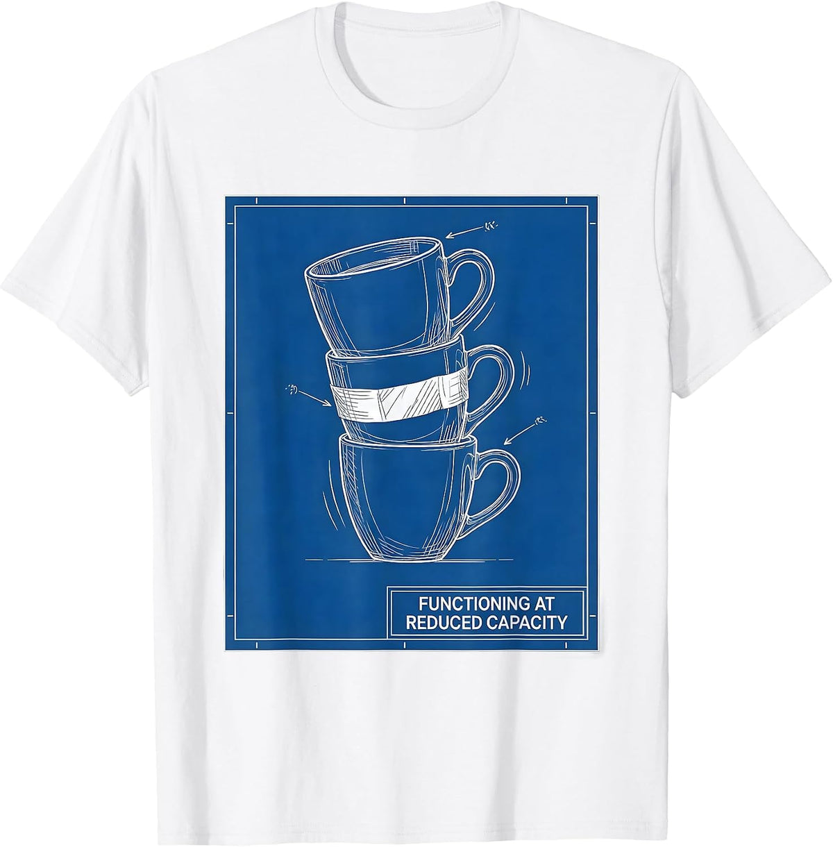 Men's Functioning At Reduced Capacity Sarcastic Mental Health T-Shirt - White