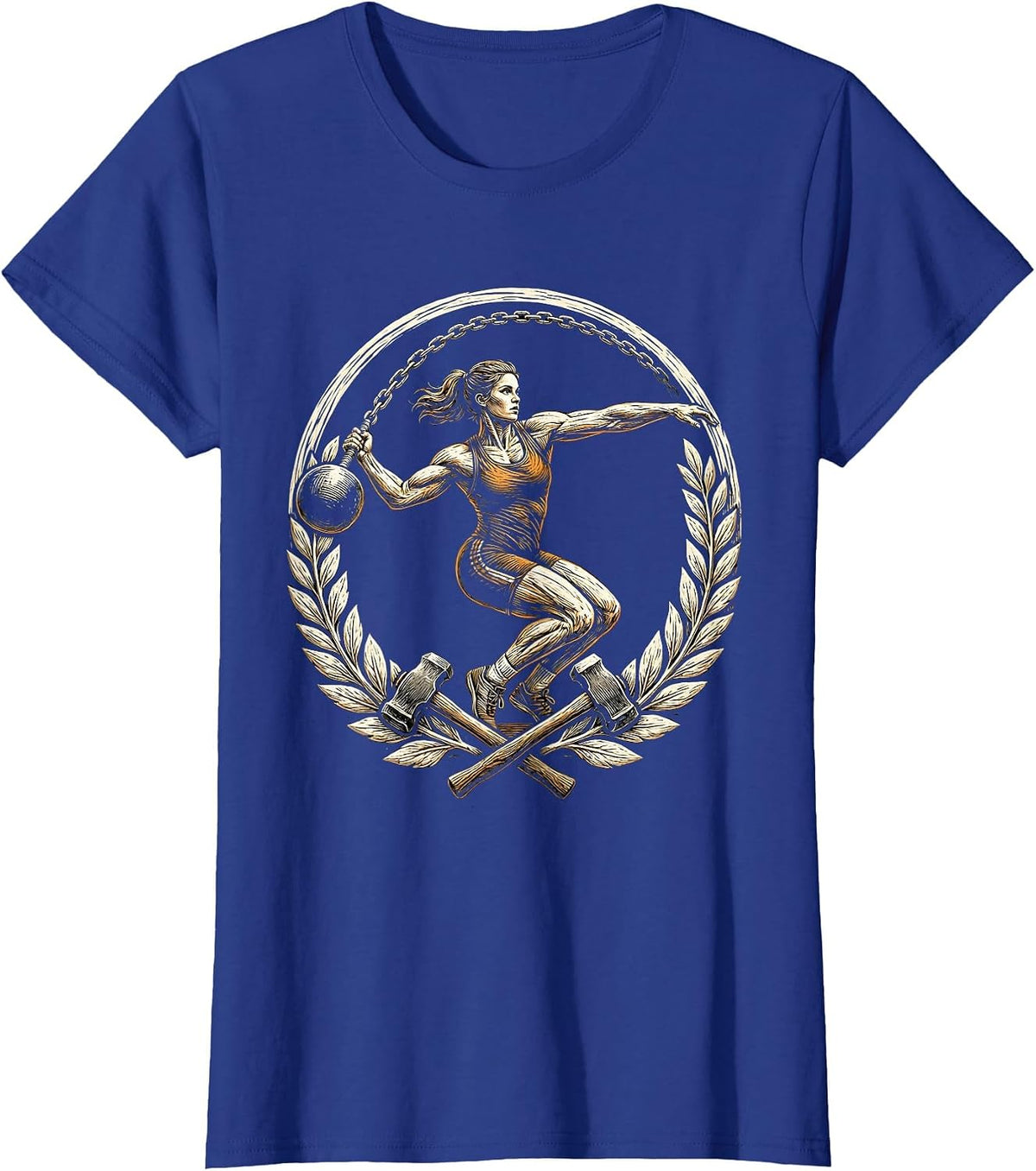 Women's Hammer Throw Athlete Graphic Competition Design T-Shirt - Royal Blue