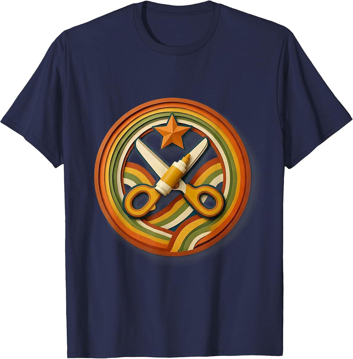 Paraprofessional Scissors Glue Stick Art Design T-Shirt - Navy Blue