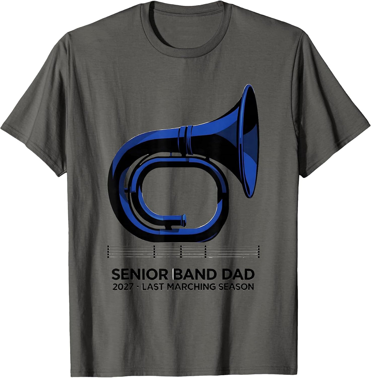 Men's Senior Band Dad 2027 Last Marching Season T-Shirt - Asphalt Grey
