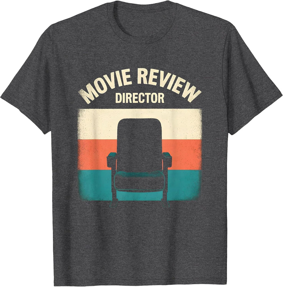 Men's Movie Review Director Retro Vintage Cinema Fan Film Critic T-Shirt - Dark Heather Grey