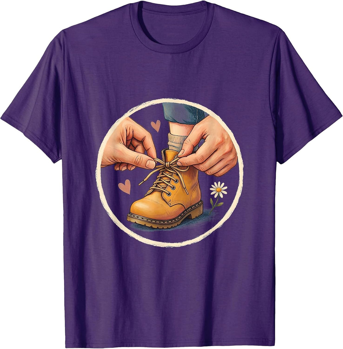 Men's Daycare Teacher Tying Shoelace Graphic T-Shirt - Purple