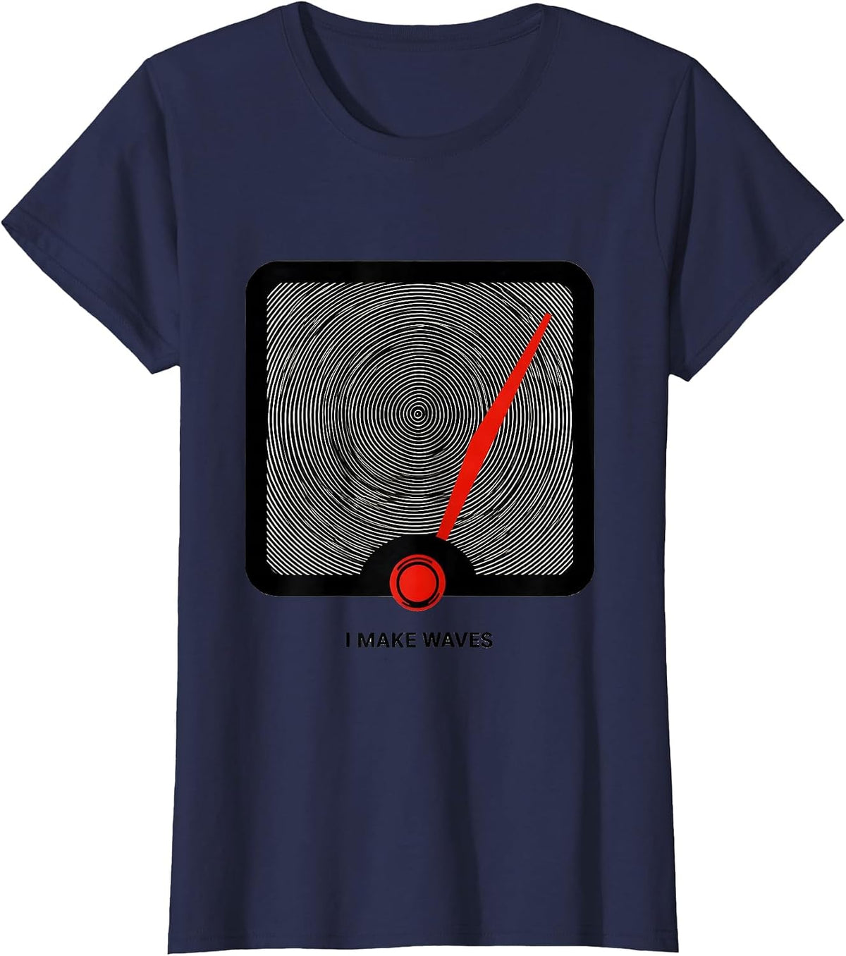 Women's I Make Waves Op Art Moiré Ham Radio Operator Hobby Humor T-Shirt - Navy Blue