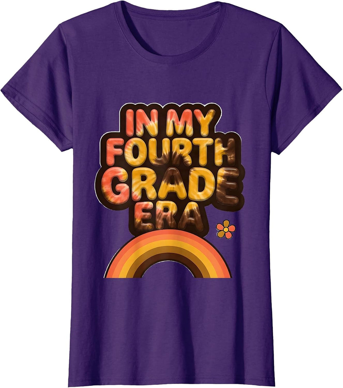 Women's In My Fourth Grade Era Retro 70s Back to School Girl T-Shirt - Purple