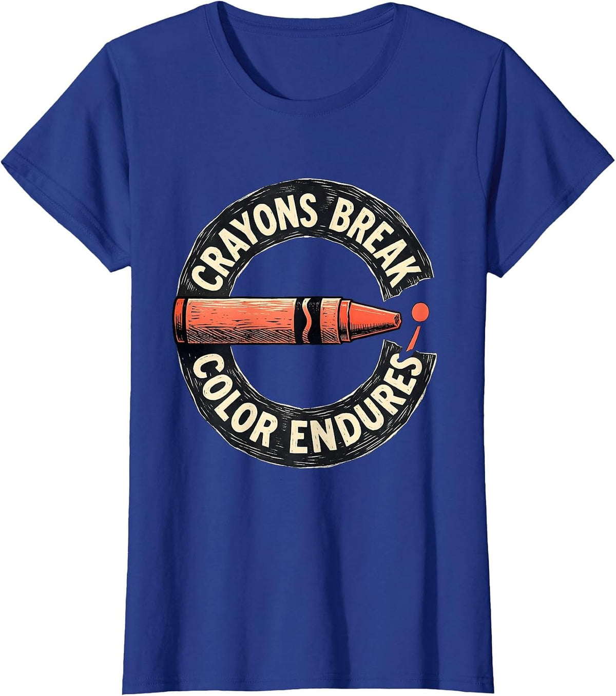 Women's Crayons Break Color Endures Mental Health Awareness Support T-Shirt - Royal Blue