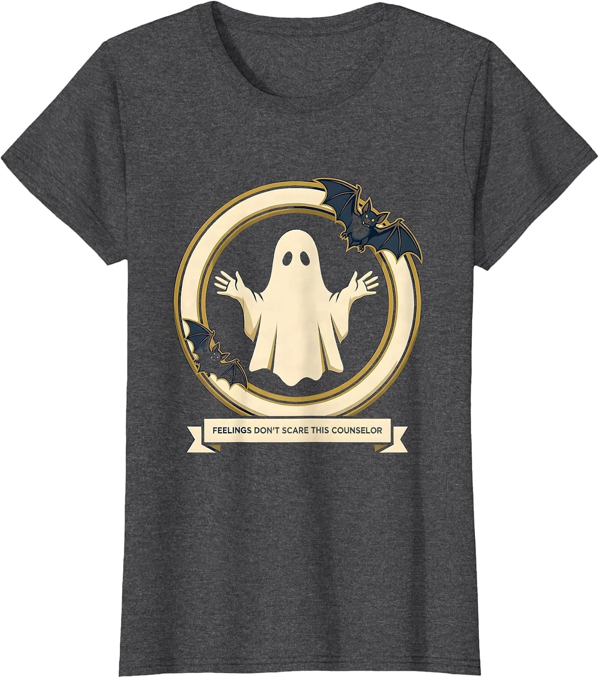 Women's Feelings Don't Scare This Counselor Whimsical Halloween T-Shirt - Dark Heather Grey