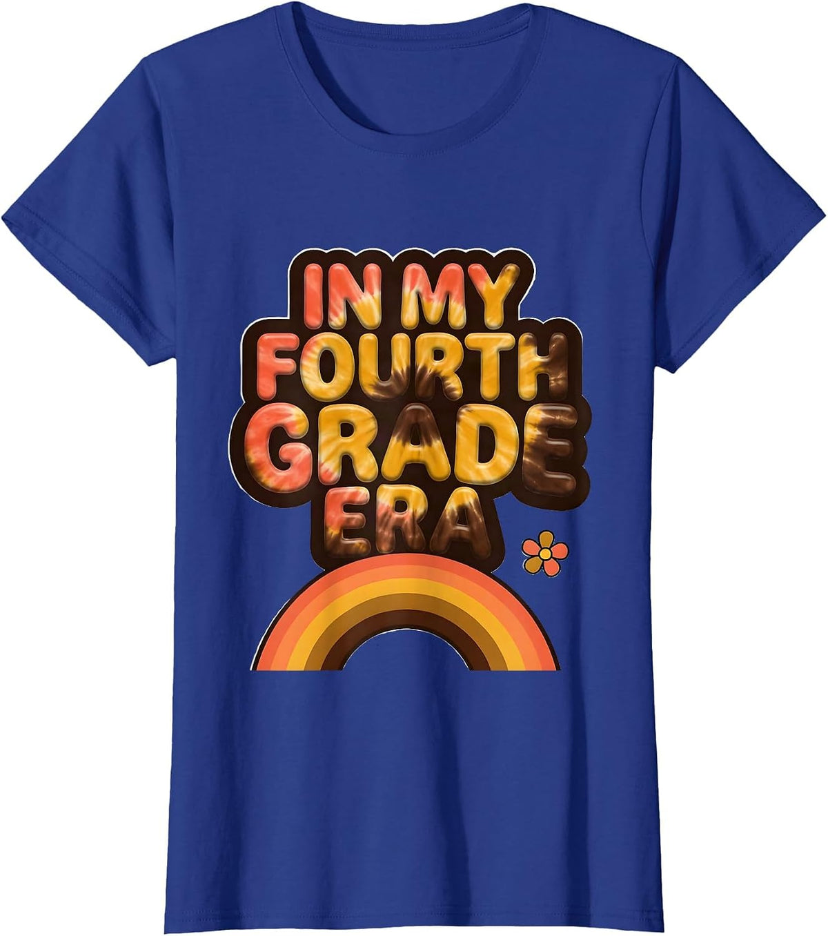 Women's In My Fourth Grade Era Retro 70s Back to School Girl T-Shirt - Royal Blue