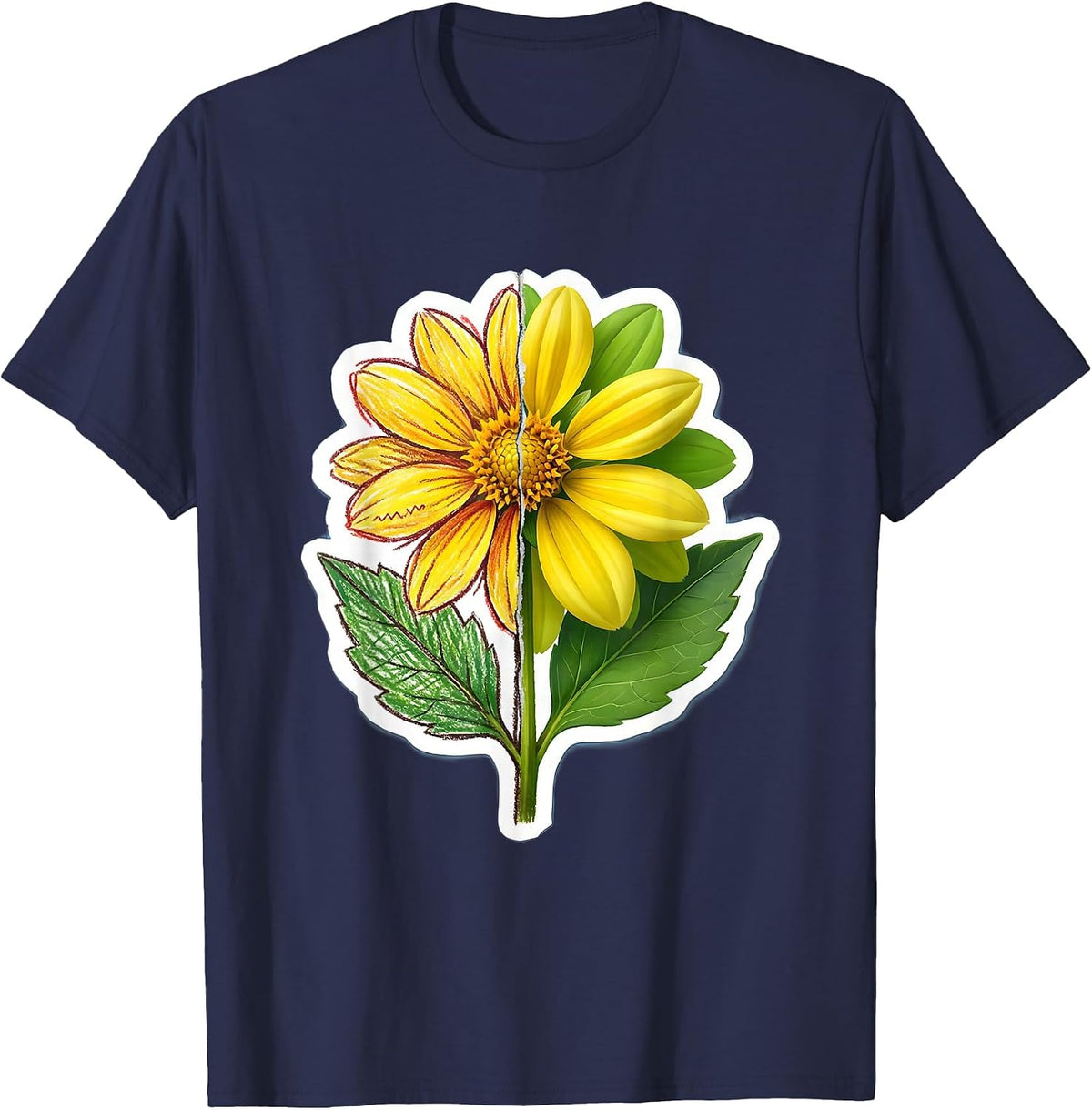 Paraprofessional Crayon Blooms Into Flower Art T-Shirt - Navy Blue