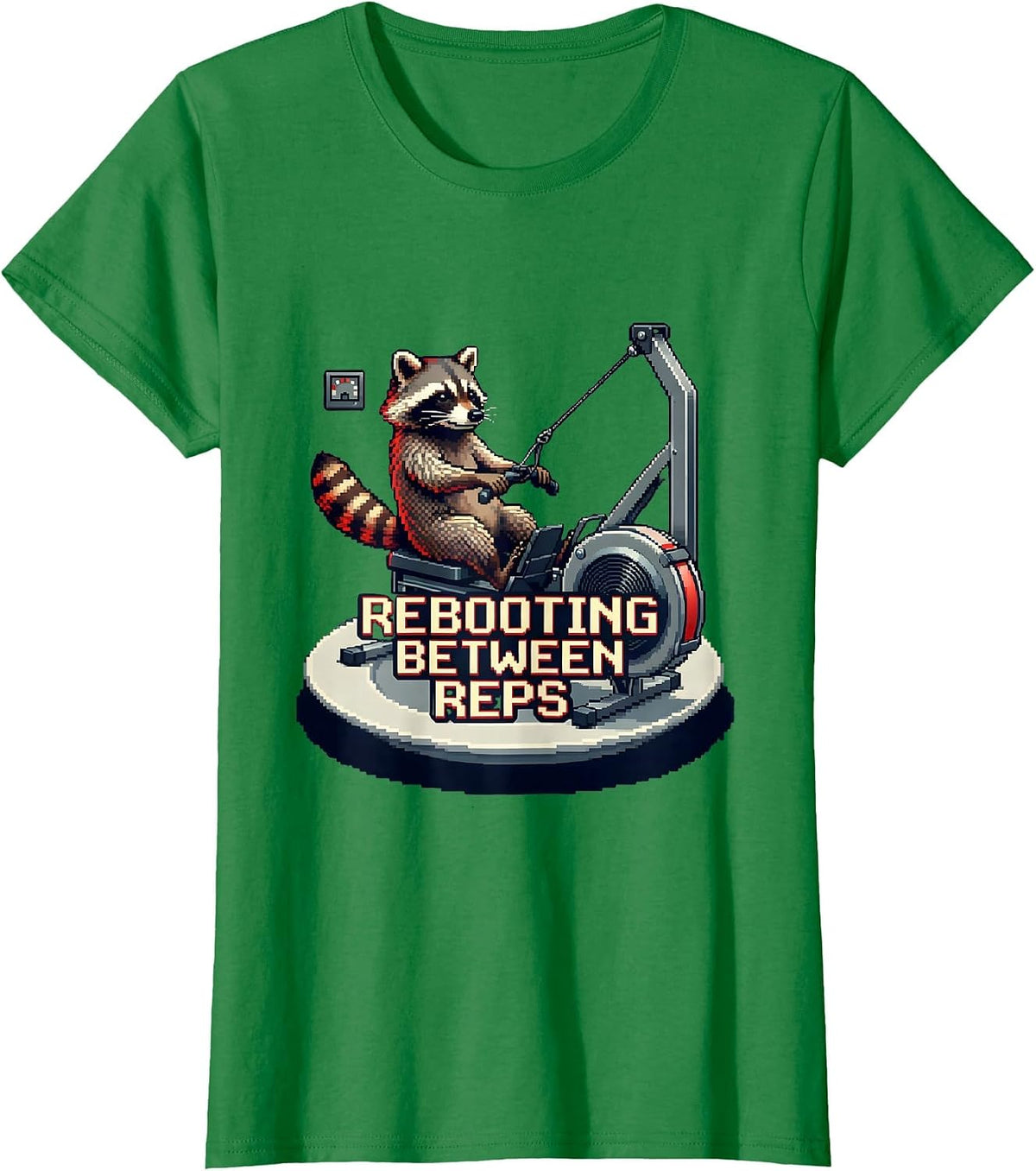 Rebooting Between Reps Funny Gym Workout Animal Humor T-Shirt - Kelly Green