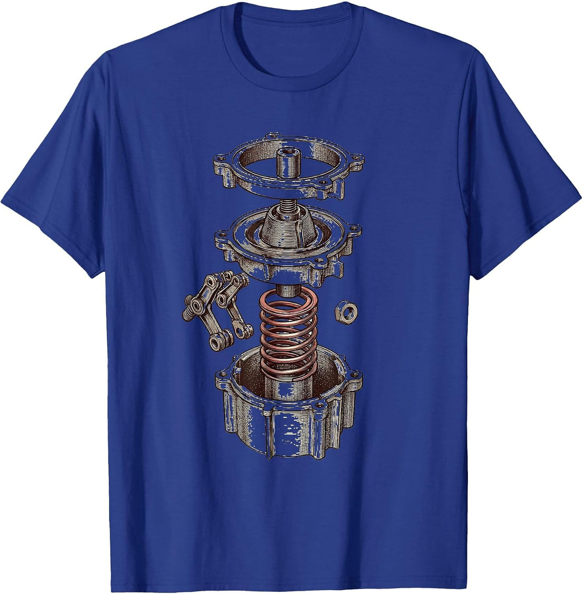 Exploded Cylinder Head Car Guy Mechanic Garage Humor T-Shirt - Royal Blue