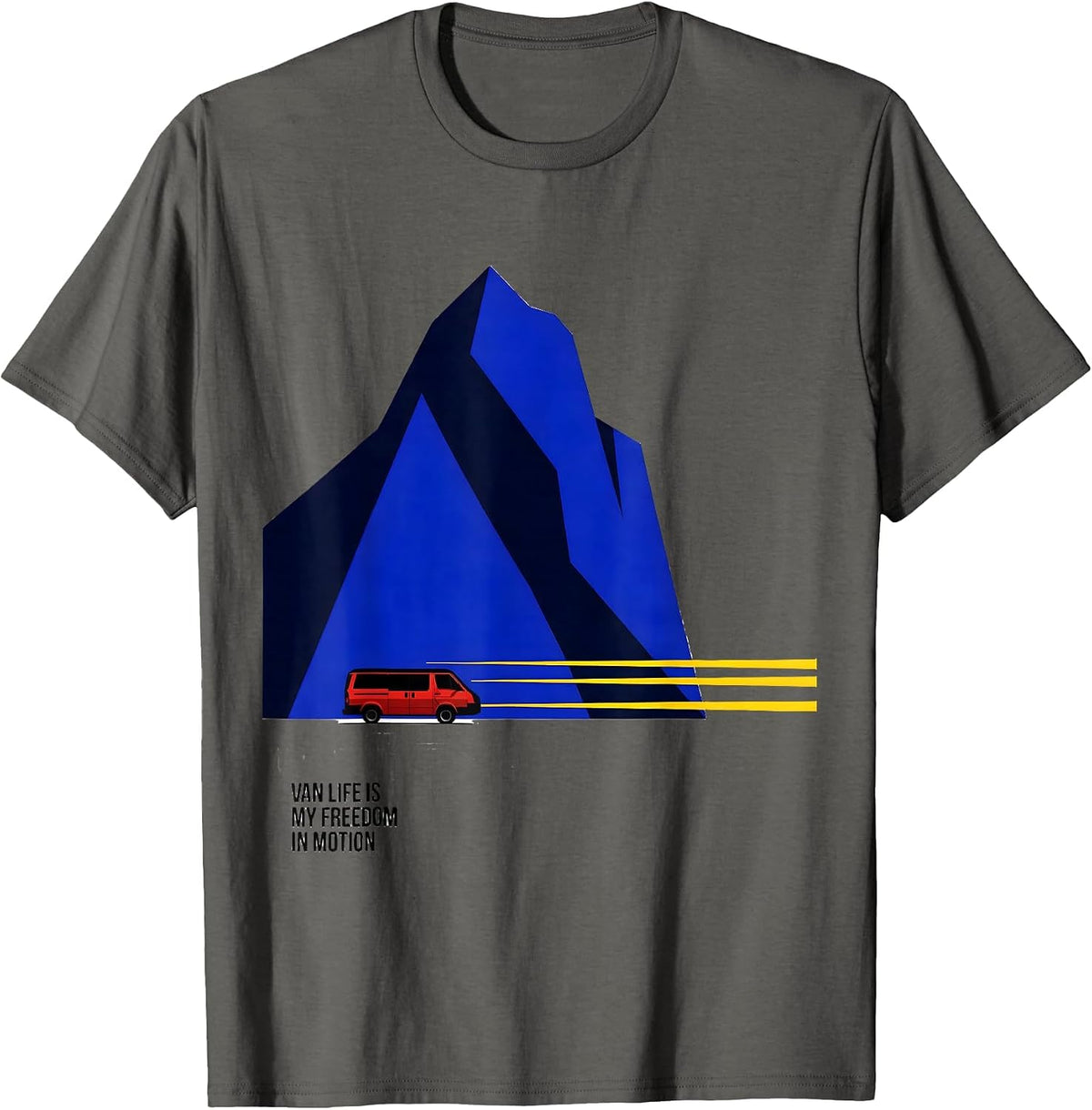 Van Life Is My Freedom In Motion Bauhaus Modernist Van T-Shirt - Asphalt Grey