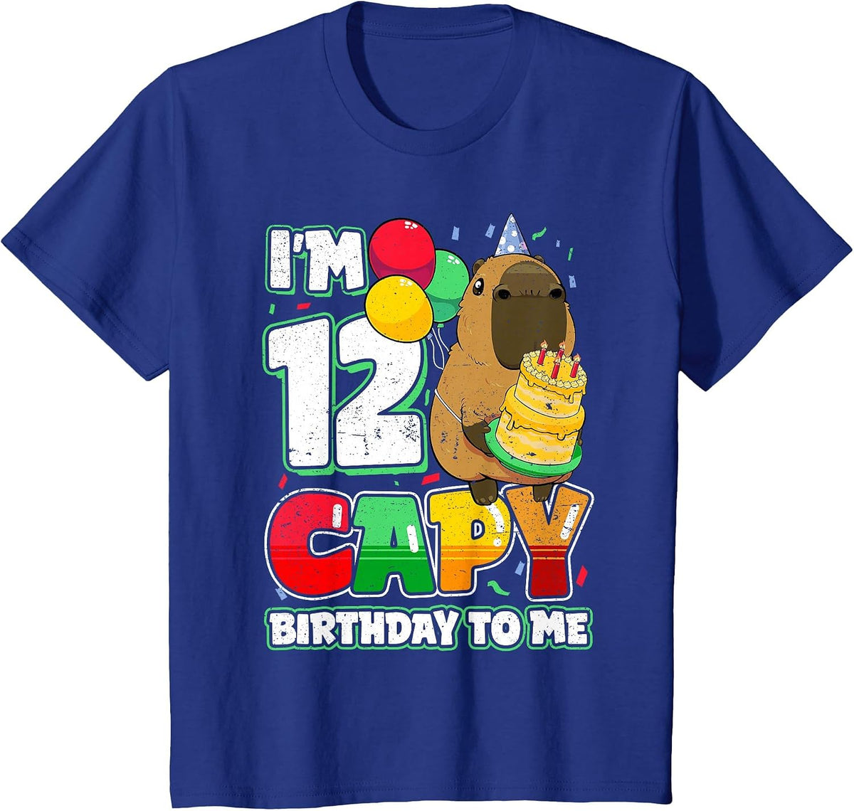 12 Years Old Capy Birthday to me 12th Birthday Capybara T-Shirt - Royal Blue