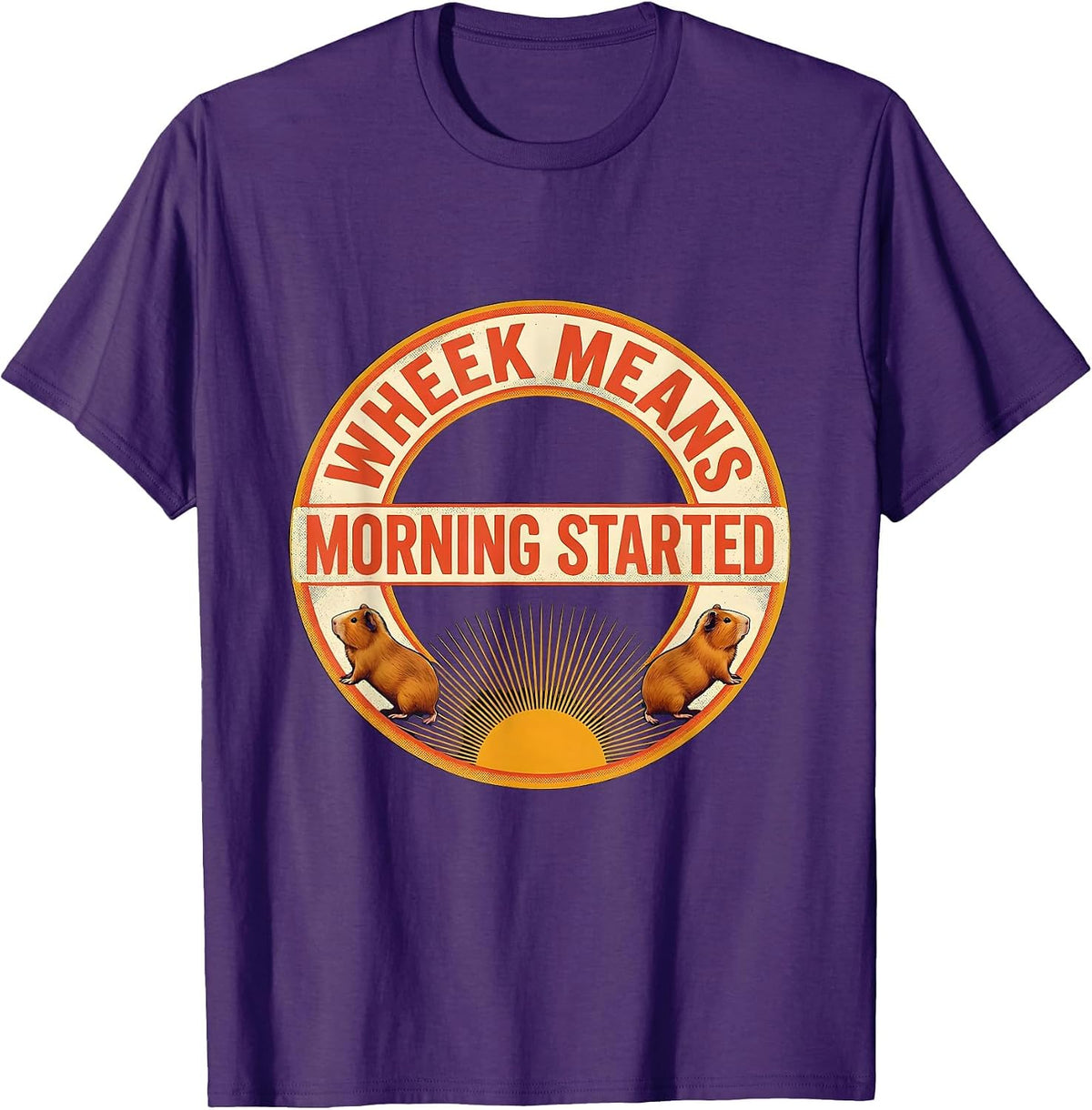 Men's Wheek Means Morning Started Funny Guinea Pig Pet Lover Humor T-Shirt - Purple