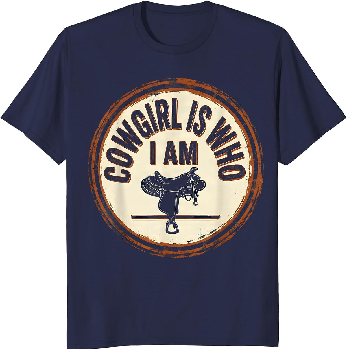 Men's Cowgirl Is Who I Am Vintage Western Rodeo Identity Pride T-Shirt - Navy Blue