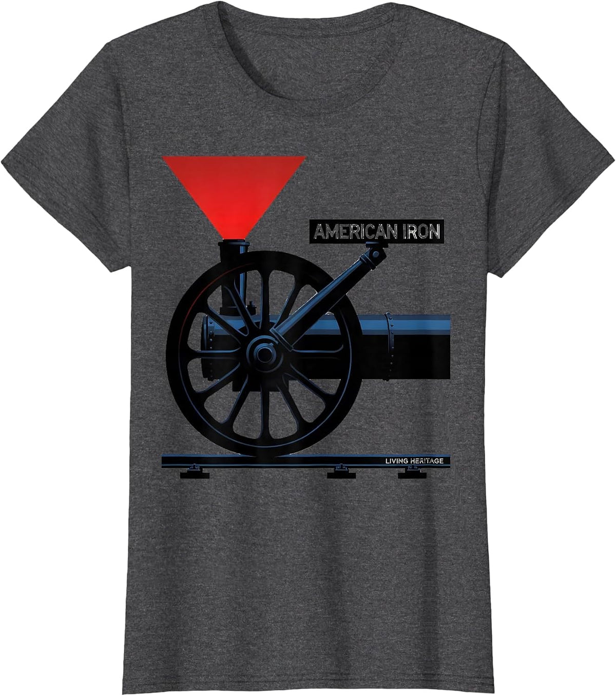 Women's American Iron Living Heritage Bauhaus Modernist Train T-Shirt - Dark Heather Grey