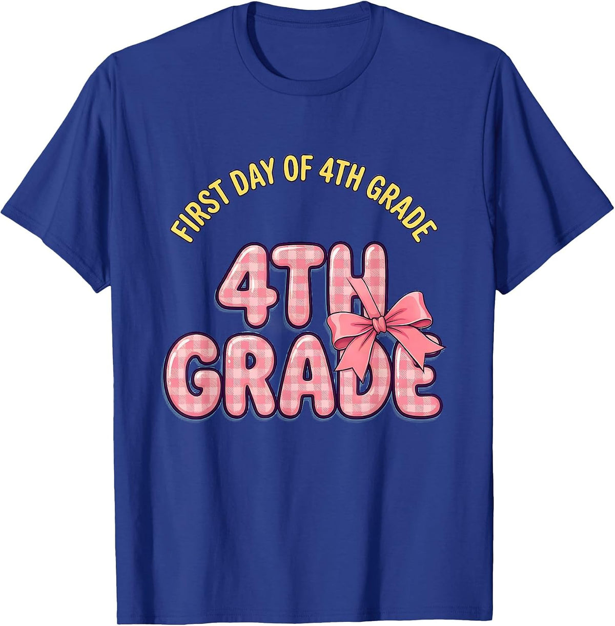 Men's First Day Of 4th Grade Coquette Bow Back To School Teacher T-Shirt - Royal Blue
